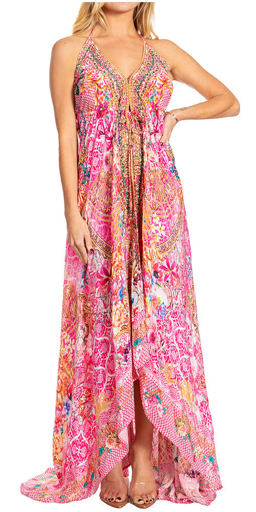 Sakkas Lizi 2025 Womens Maxi High-low Halter Handkerchief Long Dress Beach Party